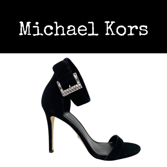 NWOT MICHAEL Michael Kors Giselle Embellished-Buckle Suede Sandals - Picture 2 of 15